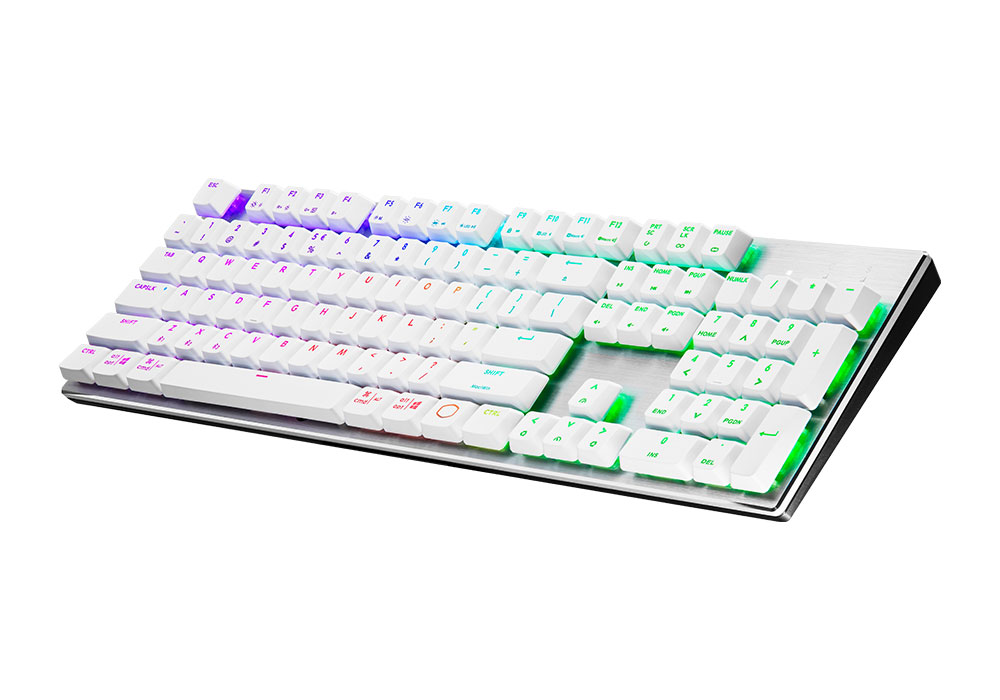  <b>Mechanical Wireless Gaming Keyboard: </b> MasterKeys SK653 RGB BLUE - White Edition, Low Profile Switches Mechanical Keyboard (BLUE Switch), Hybrid Wired & Wireless, Brushed Aluminum Design, RGB Backlighting, Multiple OS Support  